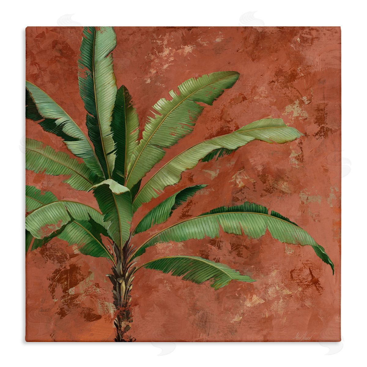 Palm on Muted Red Canvas Wall Art, Home Decor by Max Maxx