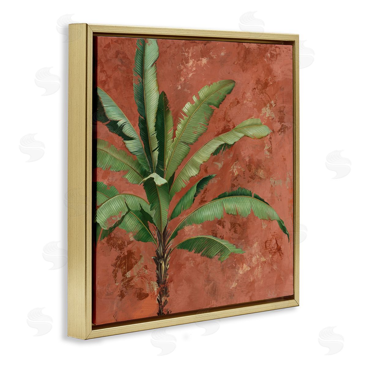 Palm on Muted Red Gold Floating Frame Canvas Wall Art, Home Decor by Max Maxx