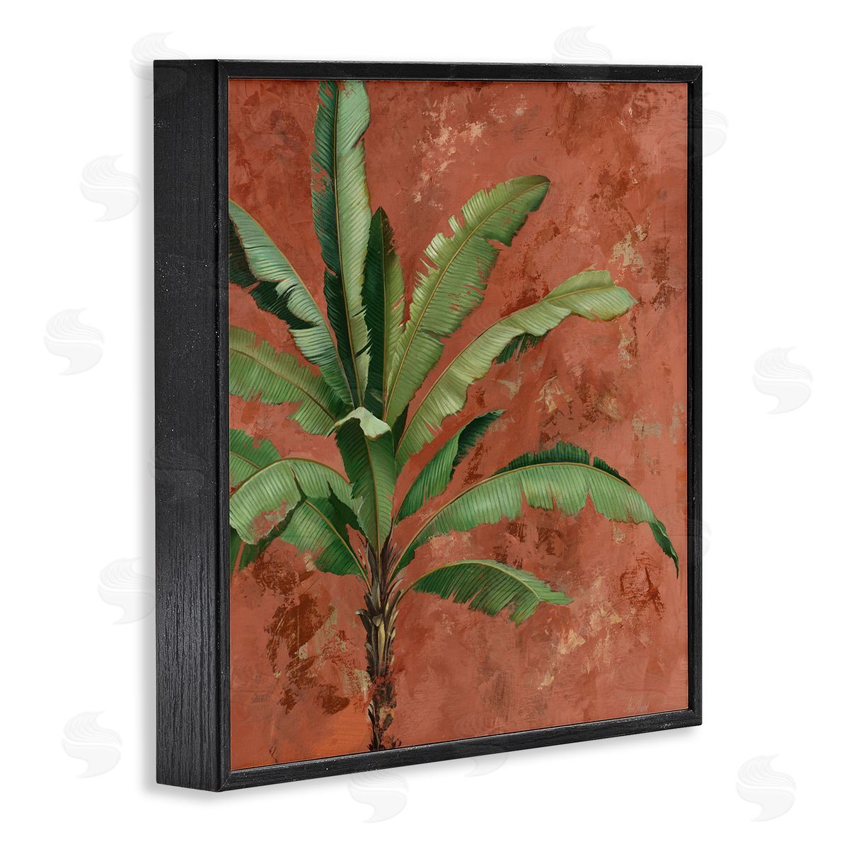 Palm on Muted Red Black Frame Print Wall Art, Home Decor by Max Maxx