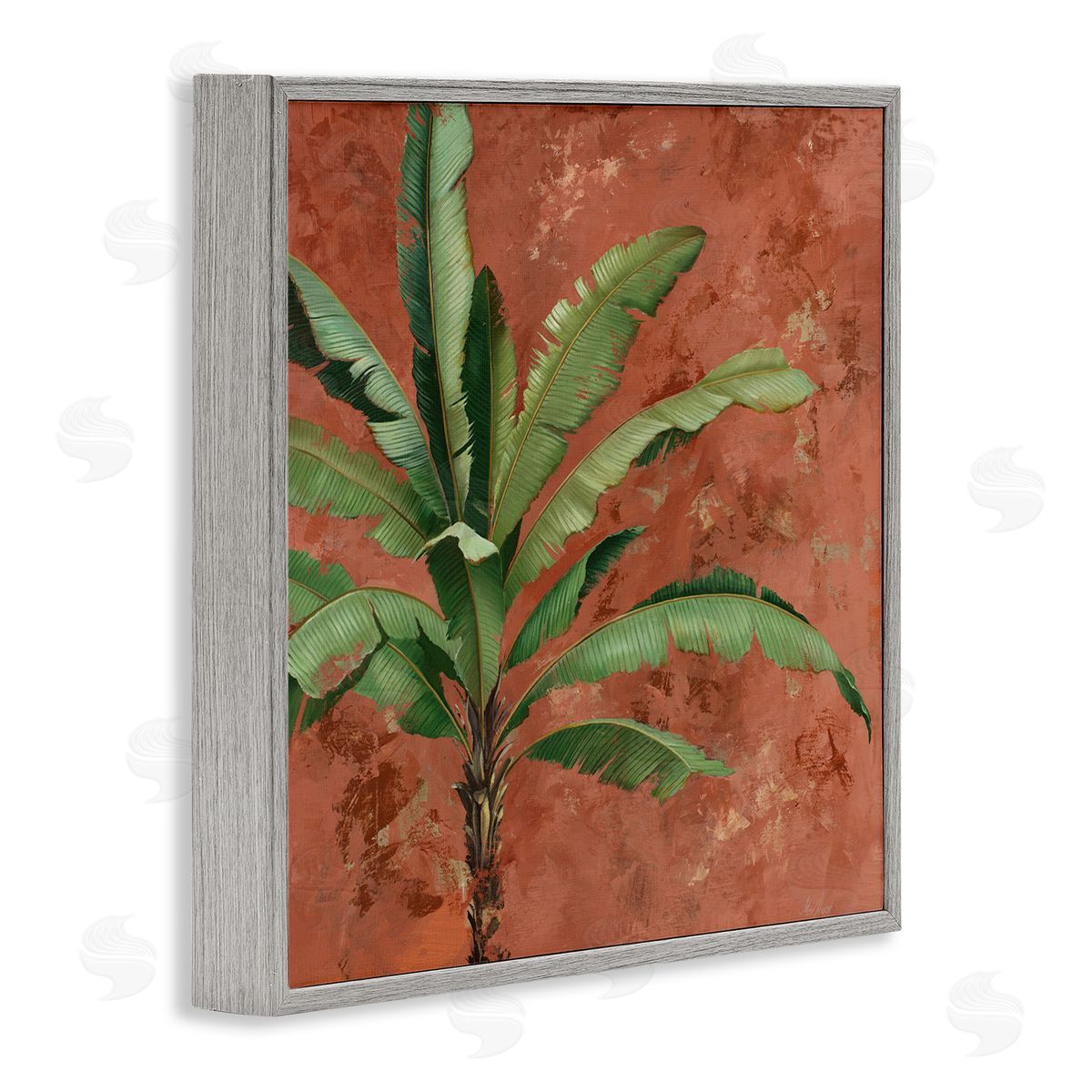 Palm on Muted Red Grey Frame Print Wall Art, Home Decor by Max Maxx