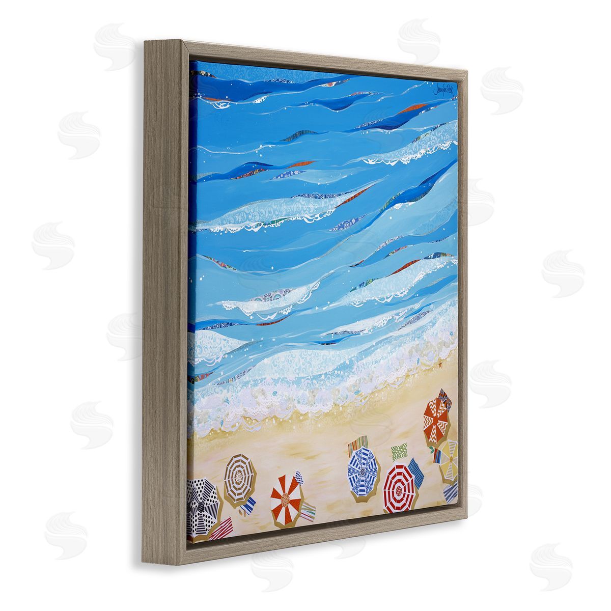 Made In The Shade Beach Brown Floating Frame Canvas Wall Art, Home Decor by Jennifer Peck