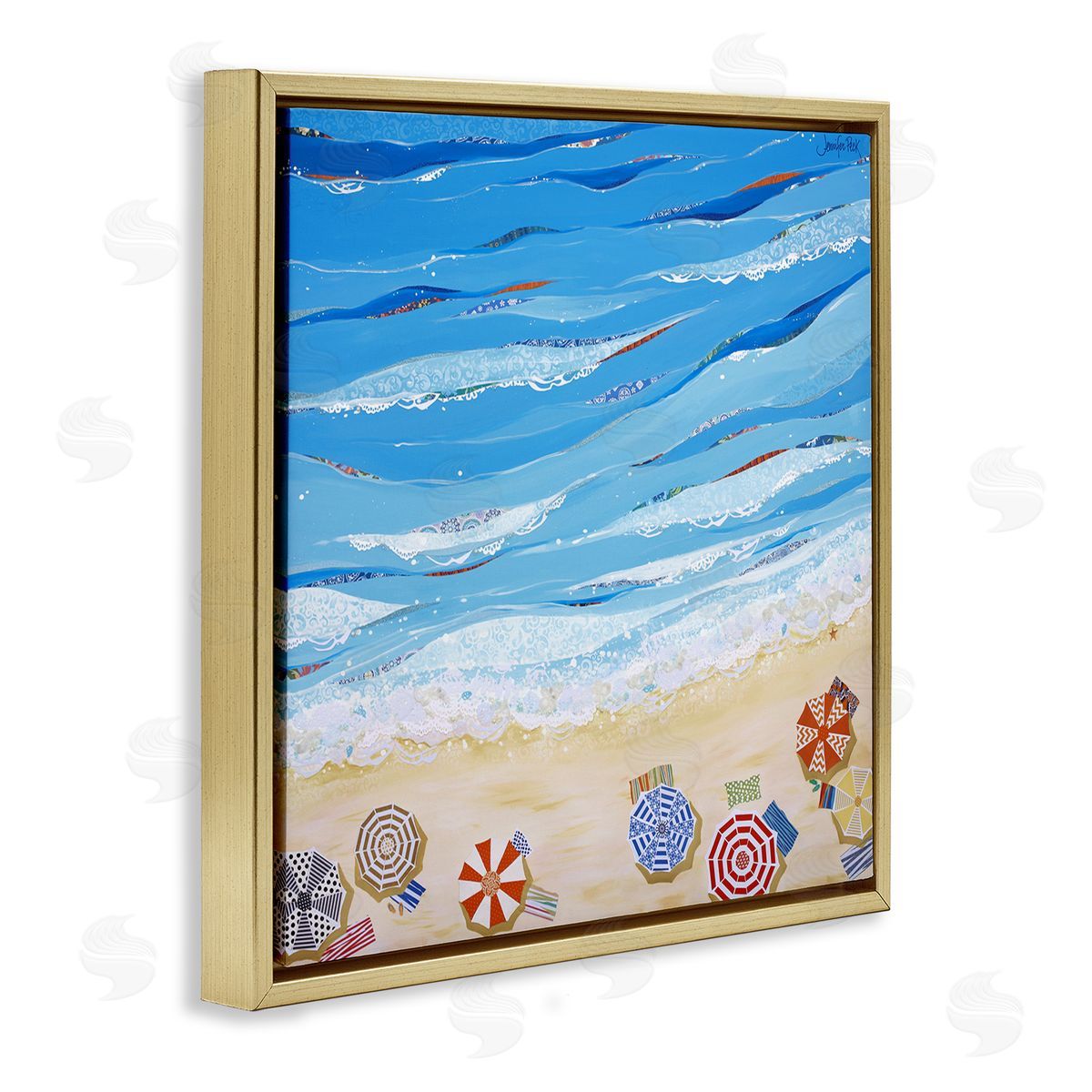 Made In The Shade Beach Gold Floating Frame Canvas Wall Art, Home Decor by Jennifer Peck