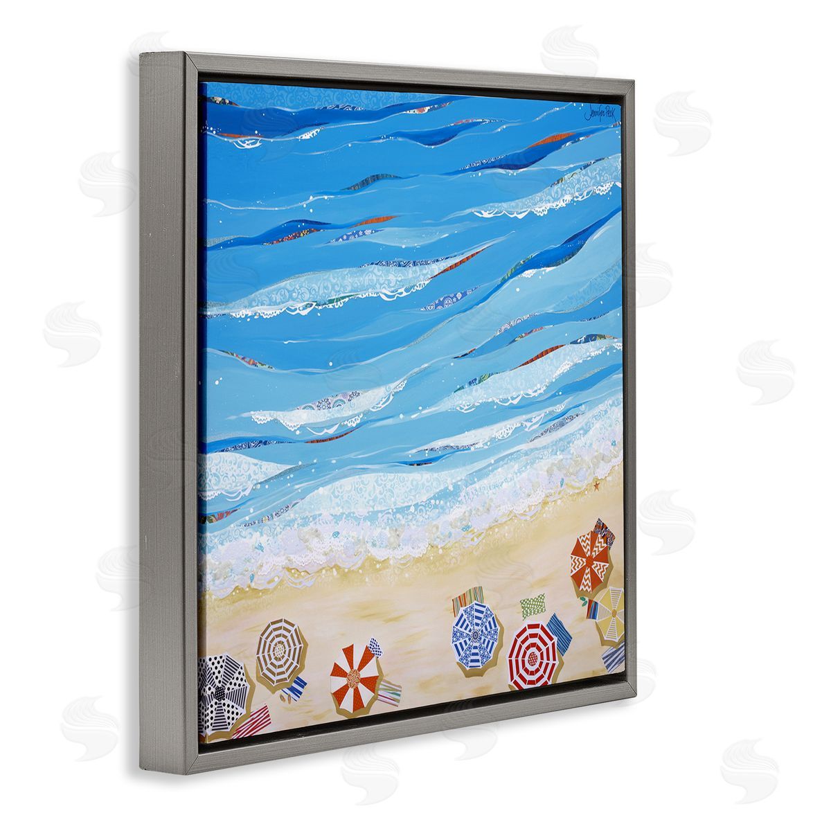 Made In The Shade Beach Grey Floating Frame Canvas Wall Art, Home Decor by Jennifer Peck