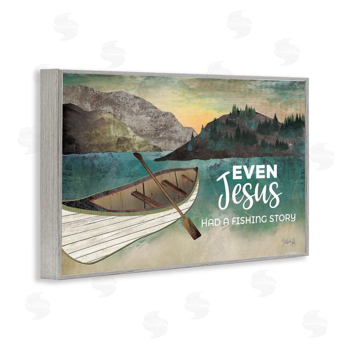 Jesus Had Fishing Story Grey Frame Print Wall Art, Home Decor by Marla Rae