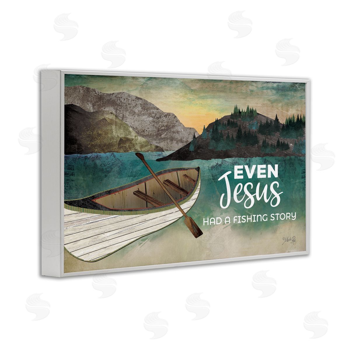 Jesus Had Fishing Story White Frame Print Wall Art, Home Decor by Marla Rae