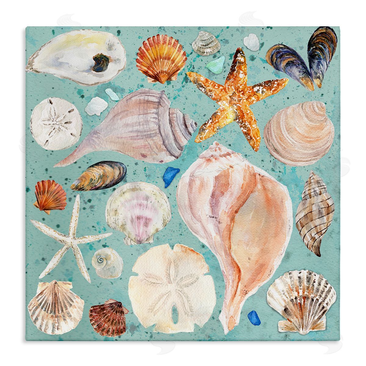 Seashell Puzzle Pattern Canvas Wall Art, Home Decor by Melissa Hyatt