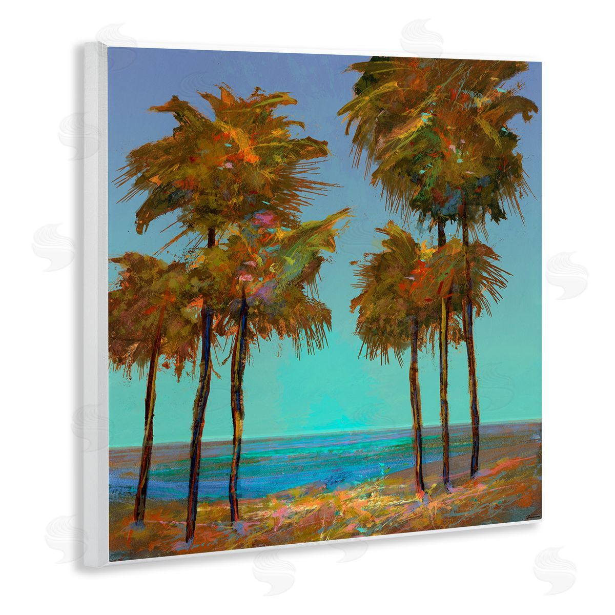 Looming Green Palms Wood Plaque Wall Art, Home Decor by Michael Tienhaara
