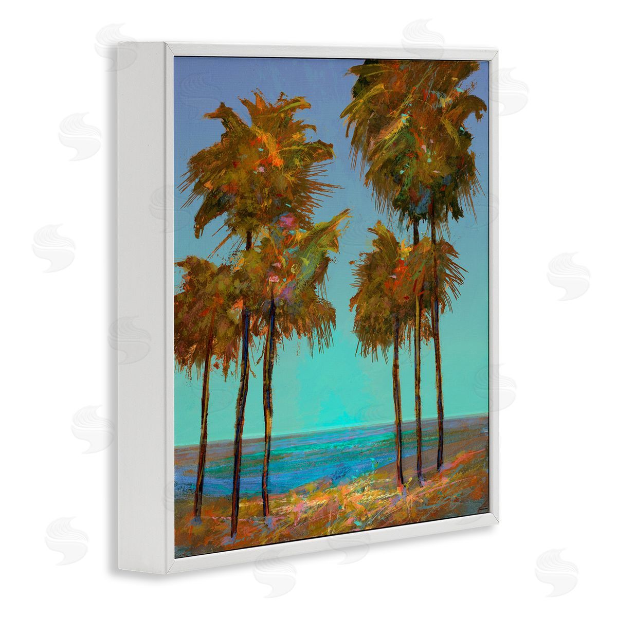Looming Green Palms White Frame Print Wall Art, Home Decor by Michael Tienhaara