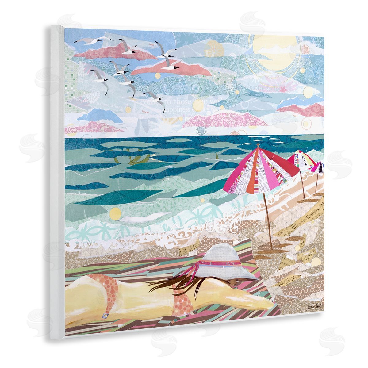 My Happy Place Collaged Wood Plaque Wall Art, Home Decor by Jennifer Peck