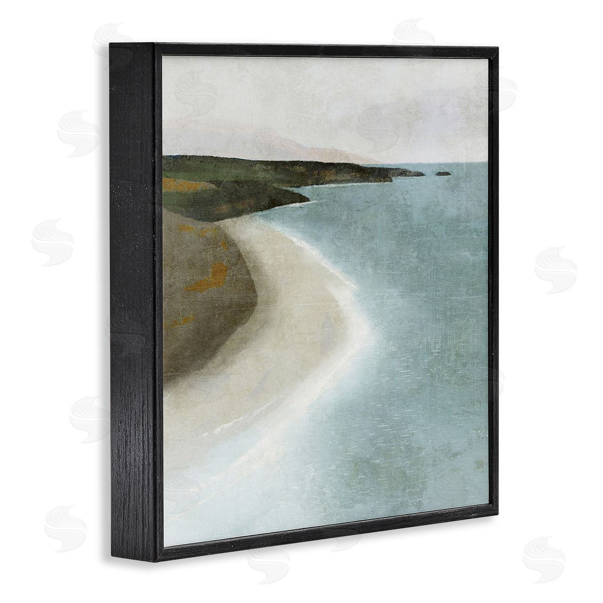 Simple Serene Coastline Black Frame Print Wall Art, Home Decor by Suzanne Nicoll