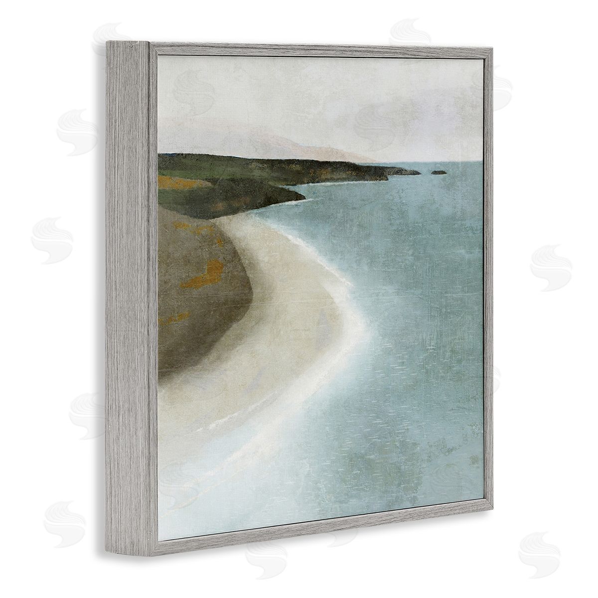 Simple Serene Coastline Grey Frame Print Wall Art, Home Decor by Suzanne Nicoll