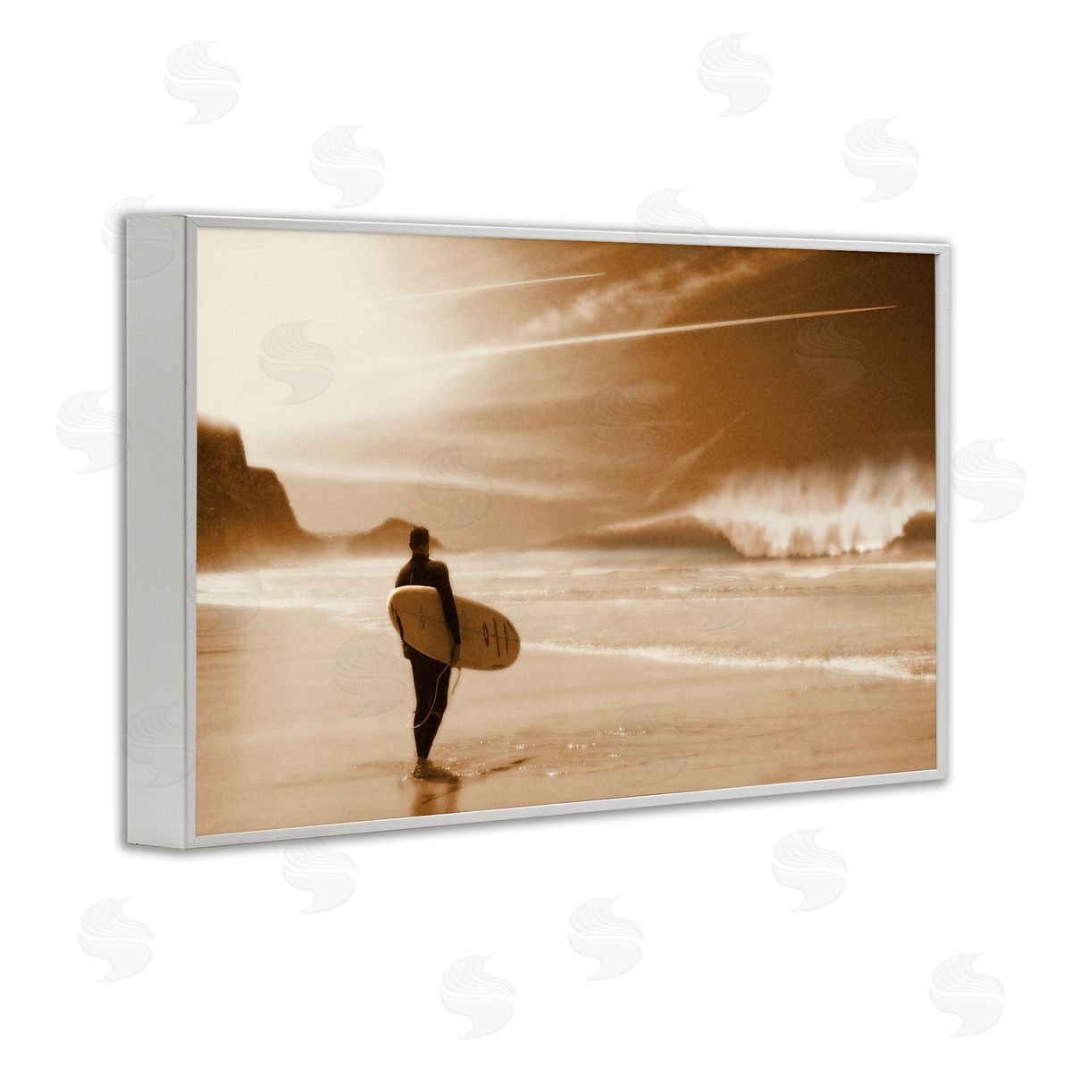 Out Of The Sun Surfer White Frame Print Wall Art, Home Decor by Noah Bay