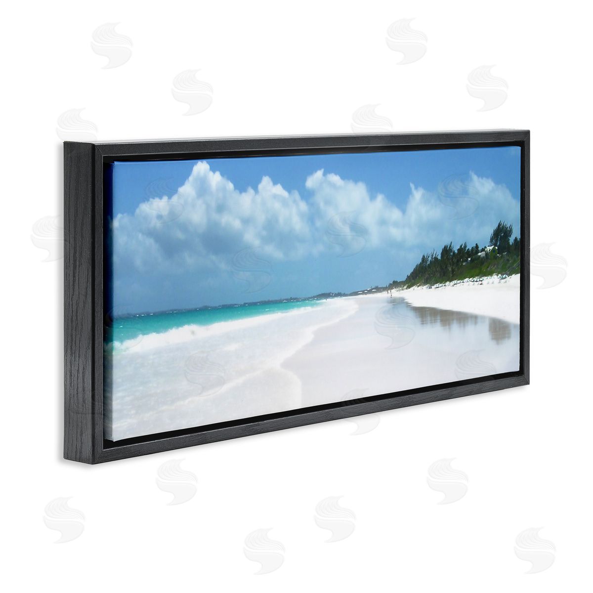 Pink Sands Shore Black Floating Frame Canvas Wall Art, Home Decor by Noah Bay