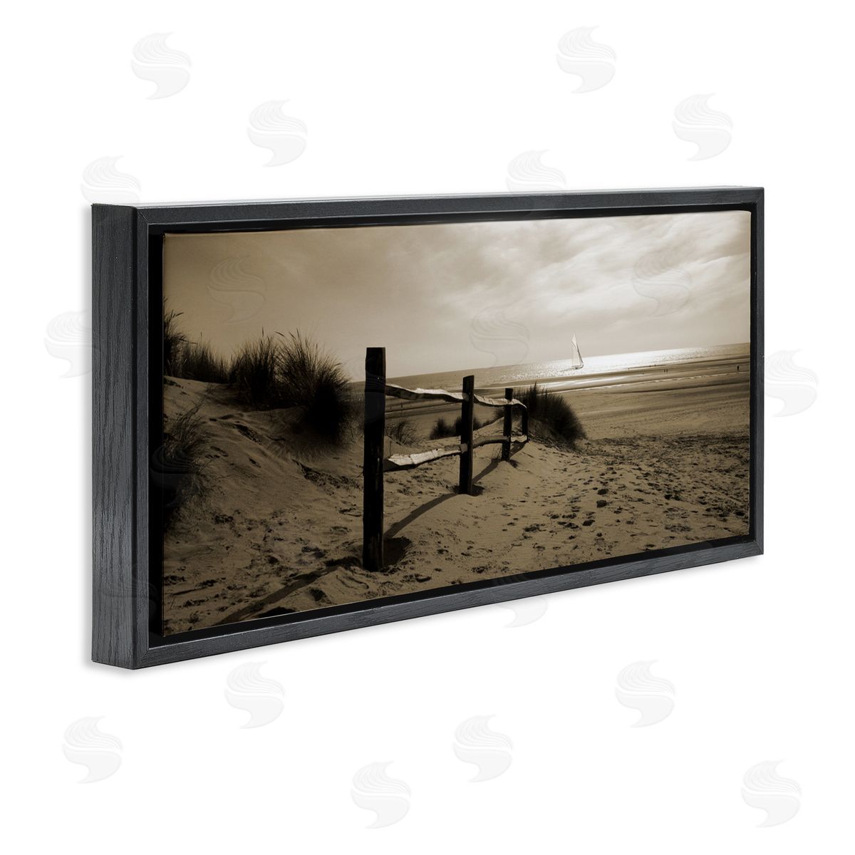 Open Water Beach Black Floating Frame Canvas Wall Art, Home Decor by Noah Bay