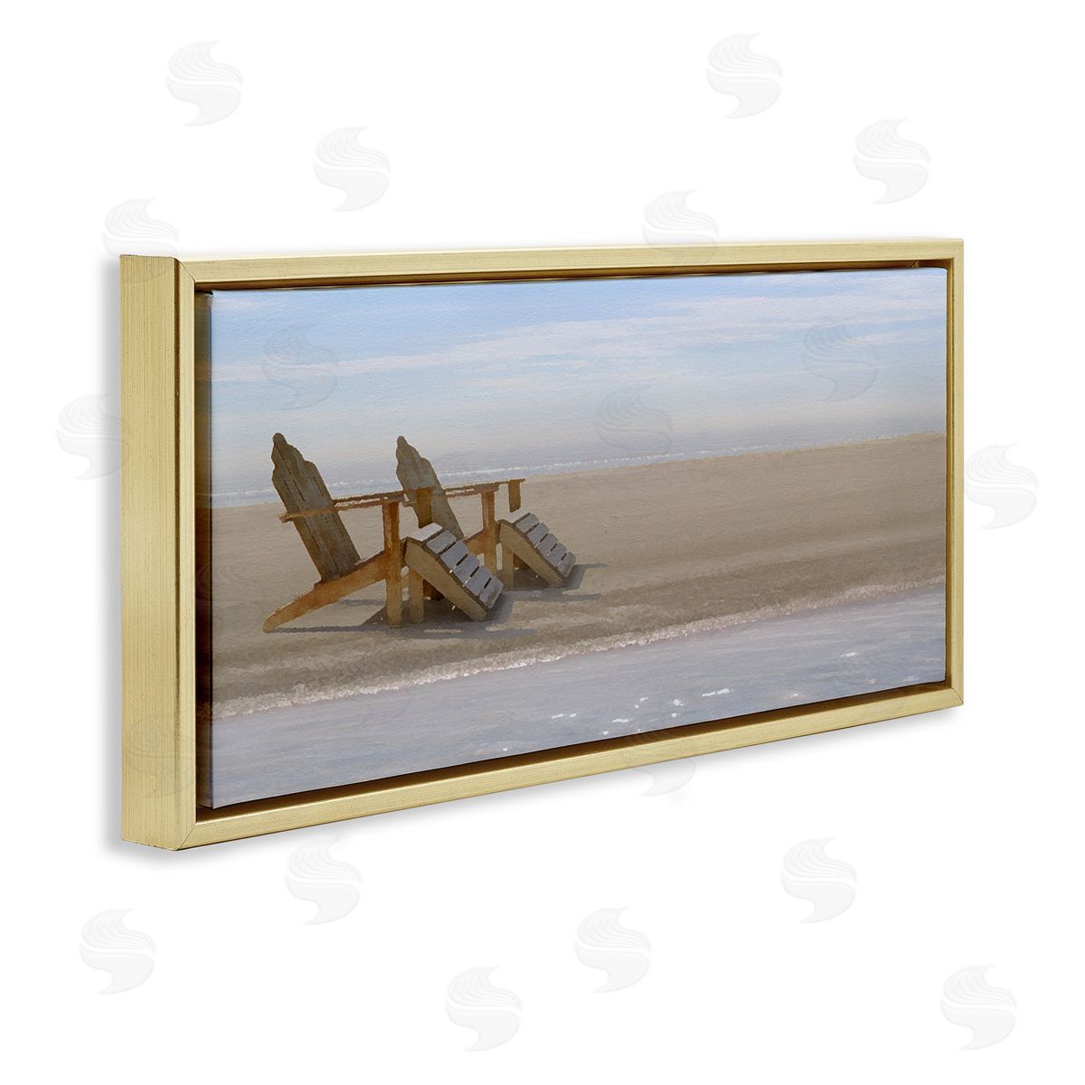 Endless Beach Scene Gold Floating Frame Canvas Wall Art, Home Decor by Noah Bay
