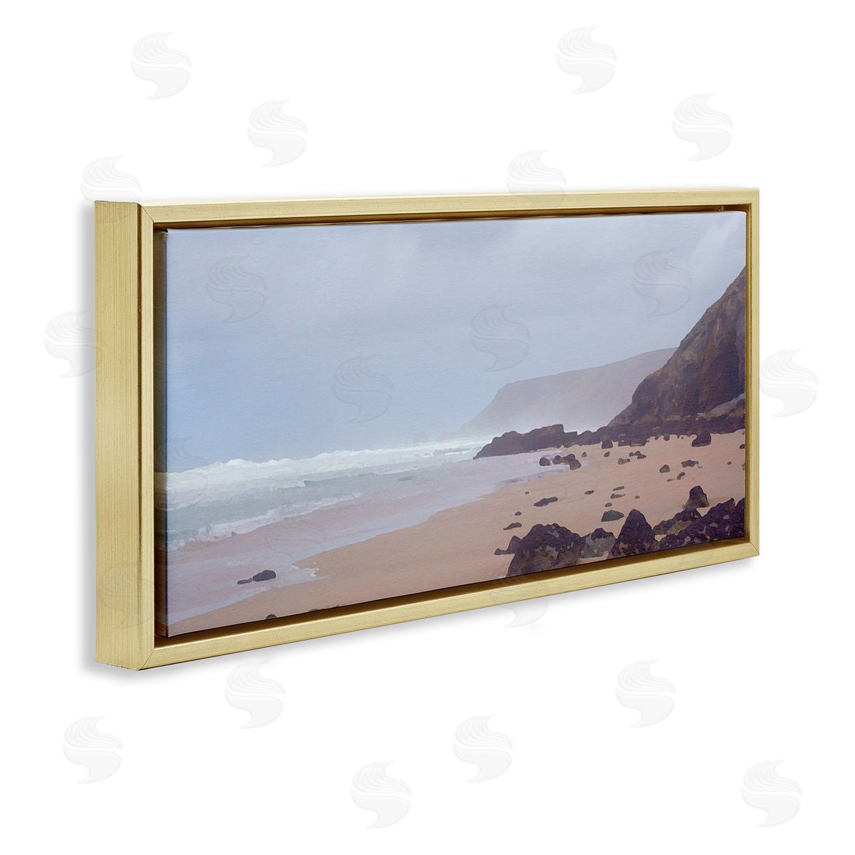 Sea Mists View Gold Floating Frame Canvas Wall Art, Home Decor by Noah Bay