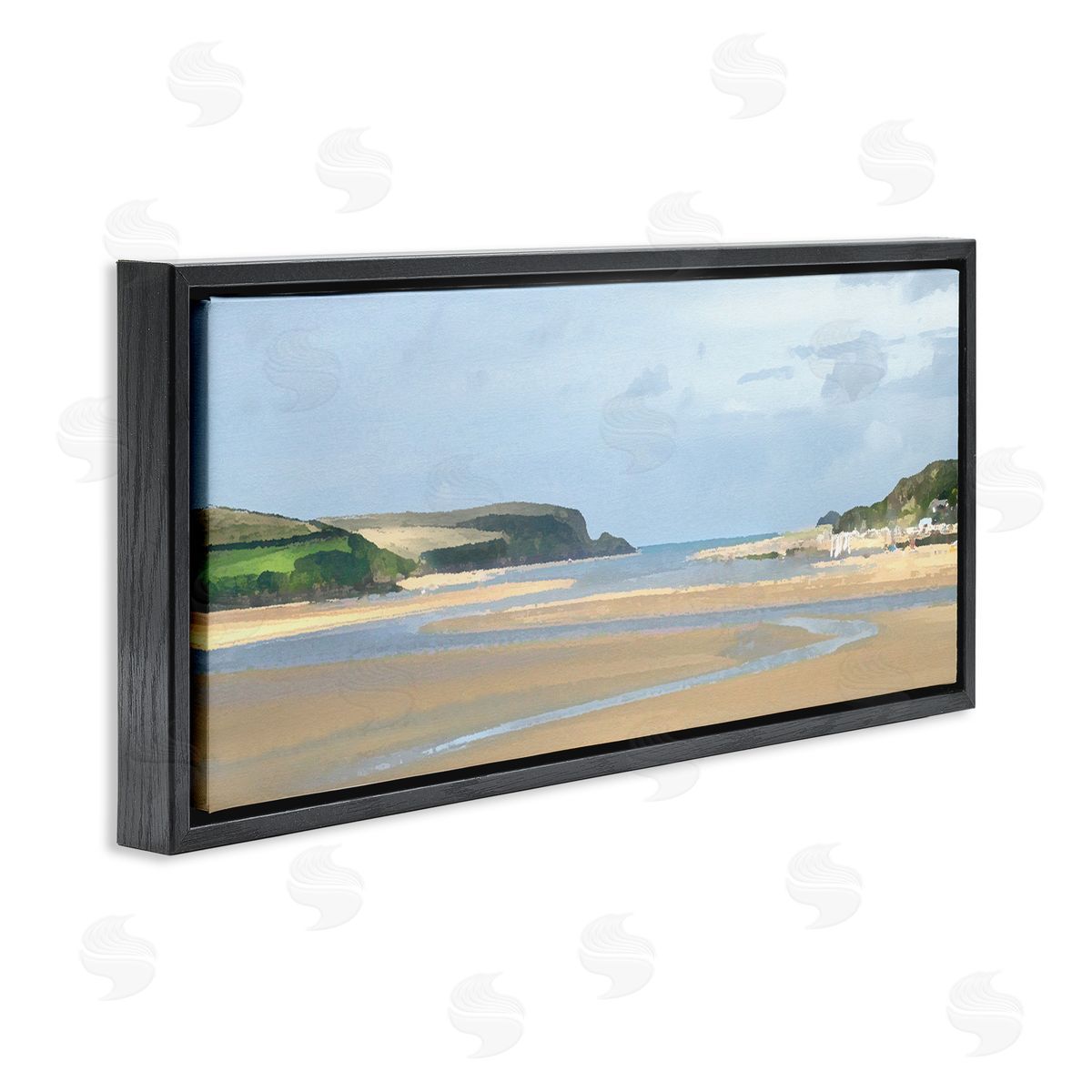 Vast Beach View Black Floating Frame Canvas Wall Art, Home Decor by Noah Bay