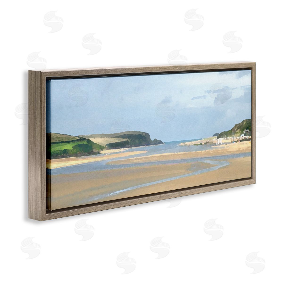 Vast Beach View Brown Floating Frame Canvas Wall Art, Home Decor by Noah Bay