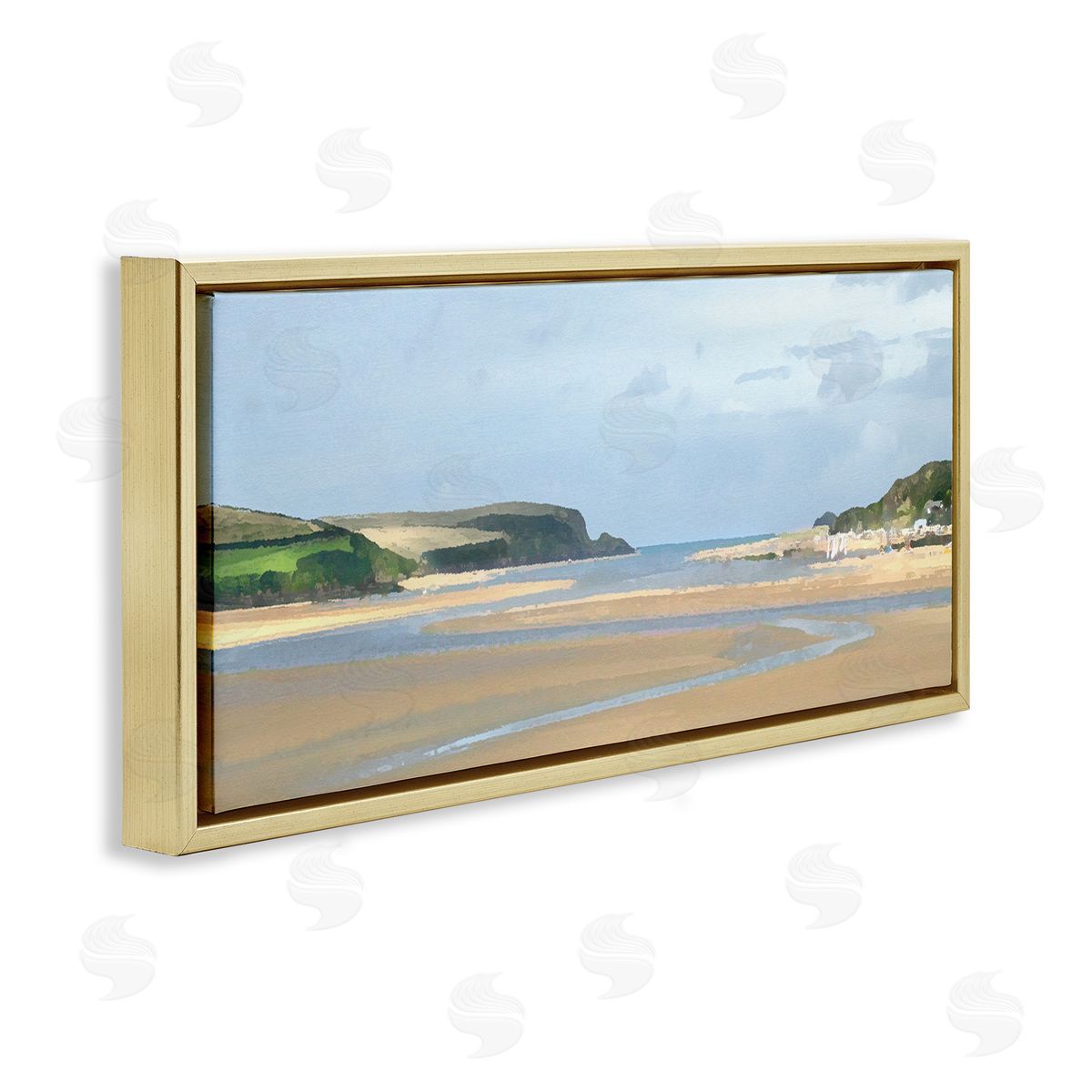 Vast Beach View Gold Floating Frame Canvas Wall Art, Home Decor by Noah Bay