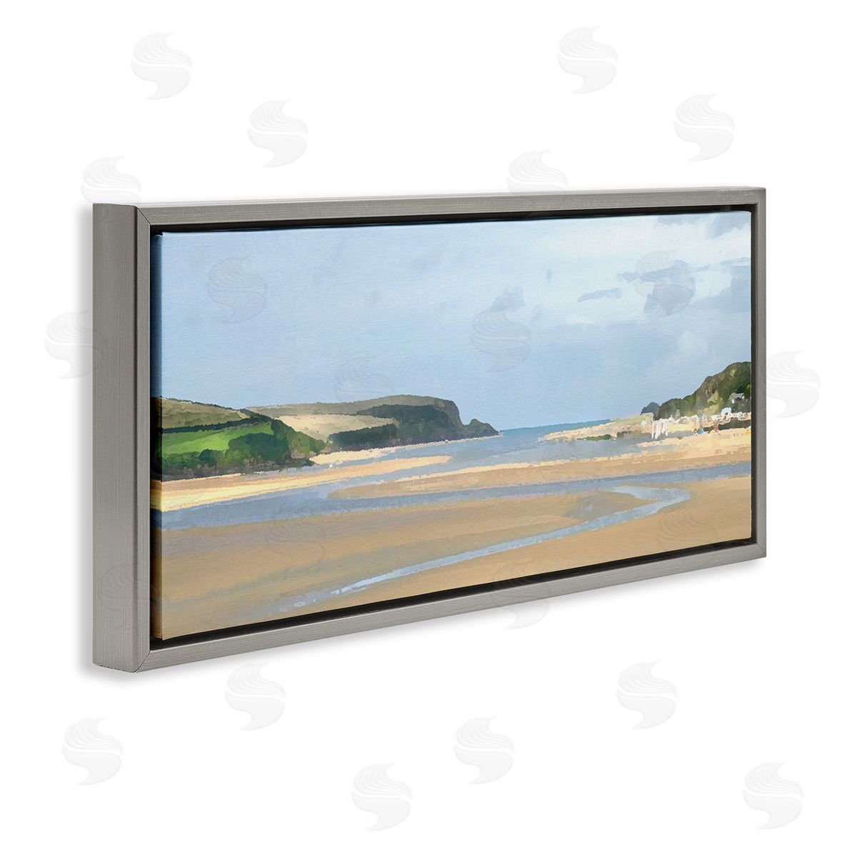Vast Beach View Grey Floating Frame Canvas Wall Art, Home Decor by Noah Bay