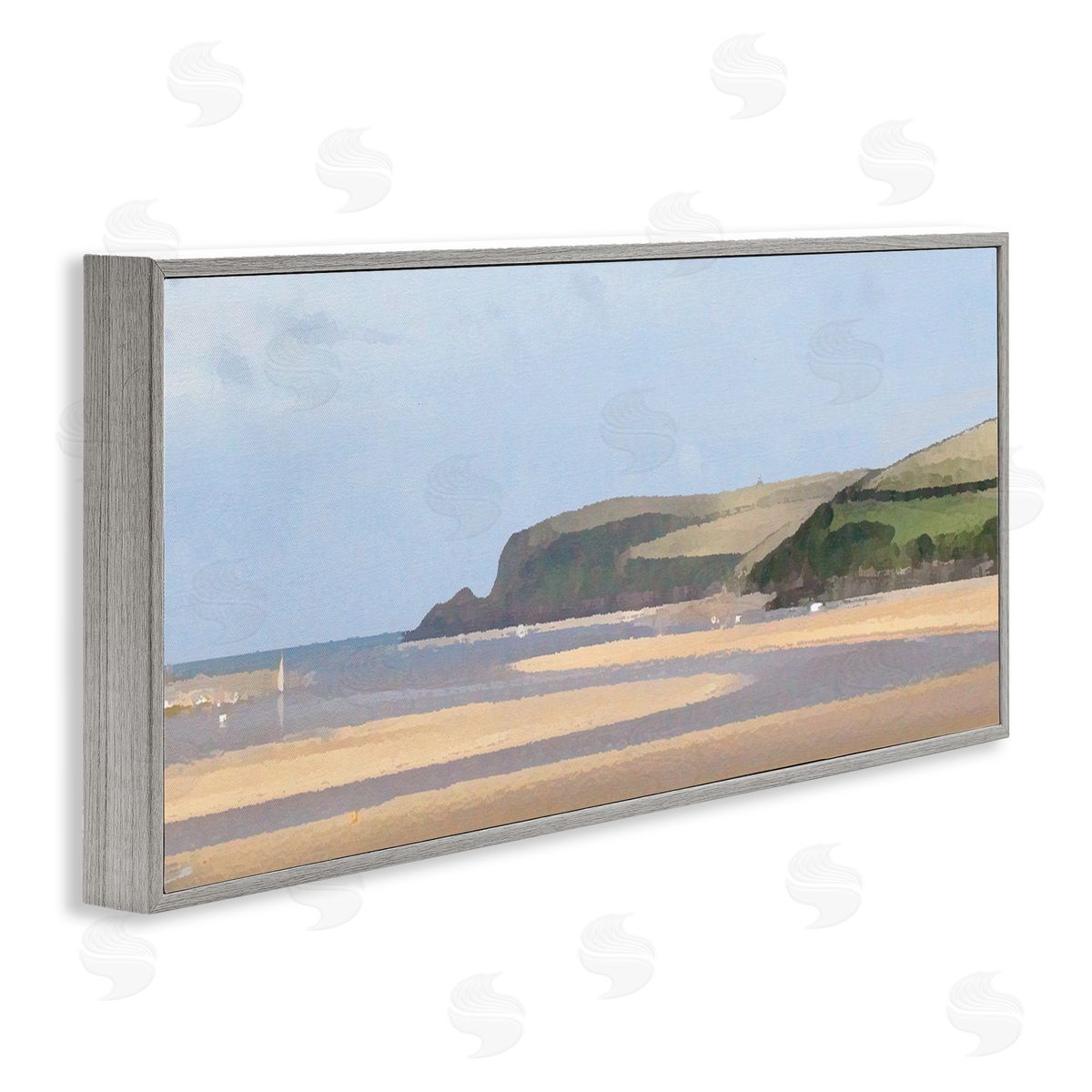 Sunlit Sands Beach Grey Frame Print Wall Art, Home Decor by Noah Bay