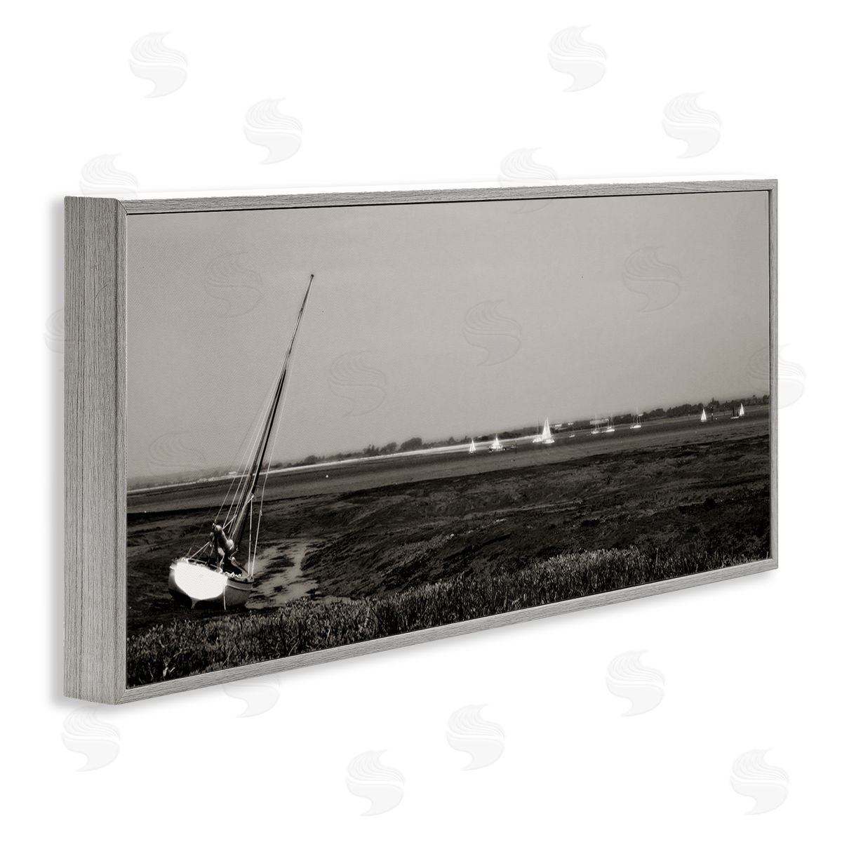 Boating Towards Hayling Grey Frame Print Wall Art, Home Decor by Noah Bay