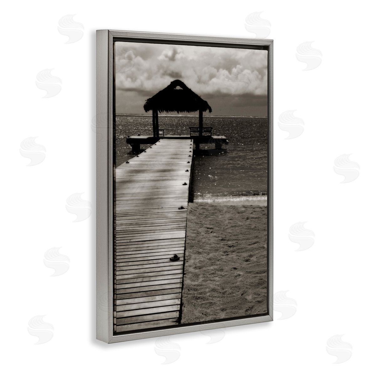 Covered Jetty Dock Grey Floating Frame Canvas Wall Art, Home Decor by Noah Bay