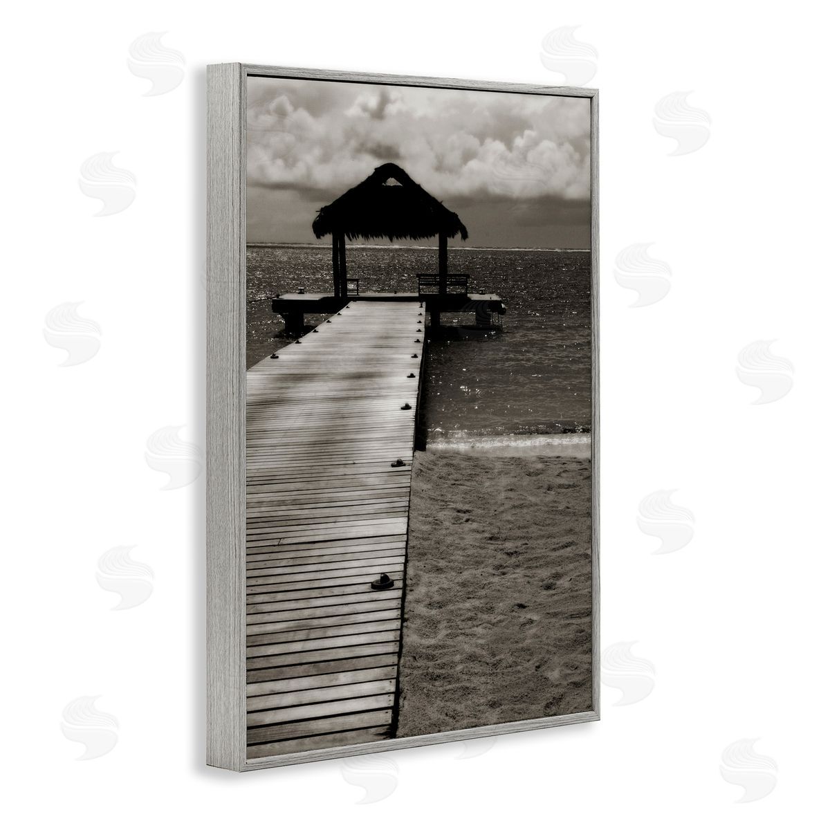 Covered Jetty Dock Grey Frame Print Wall Art, Home Decor by Noah Bay
