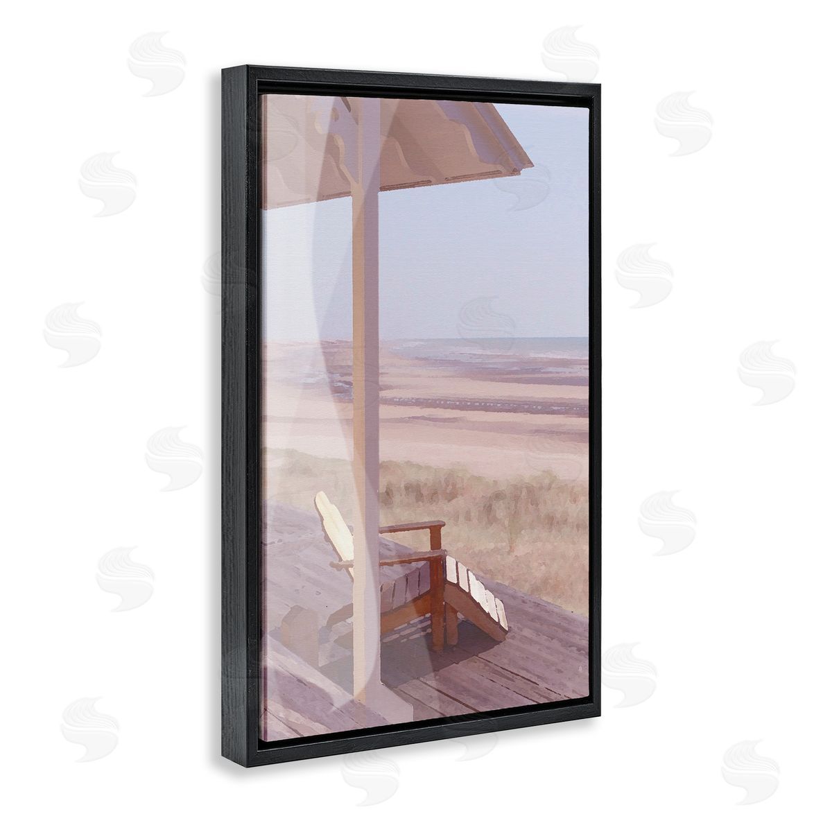 Hamptons Beach House Black Floating Frame Canvas Wall Art, Home Decor by Noah Bay