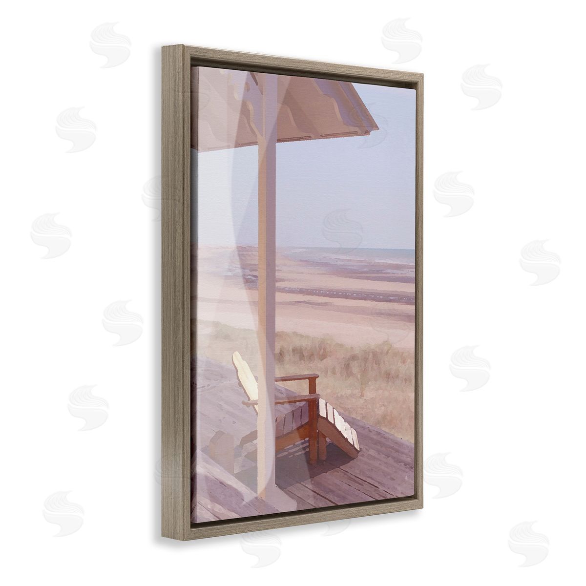 Hamptons Beach House Brown Floating Frame Canvas Wall Art, Home Decor by Noah Bay