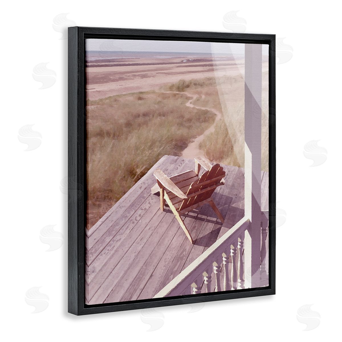 Hamptons Beach Porch Black Floating Frame Canvas Wall Art, Home Decor by Noah Bay