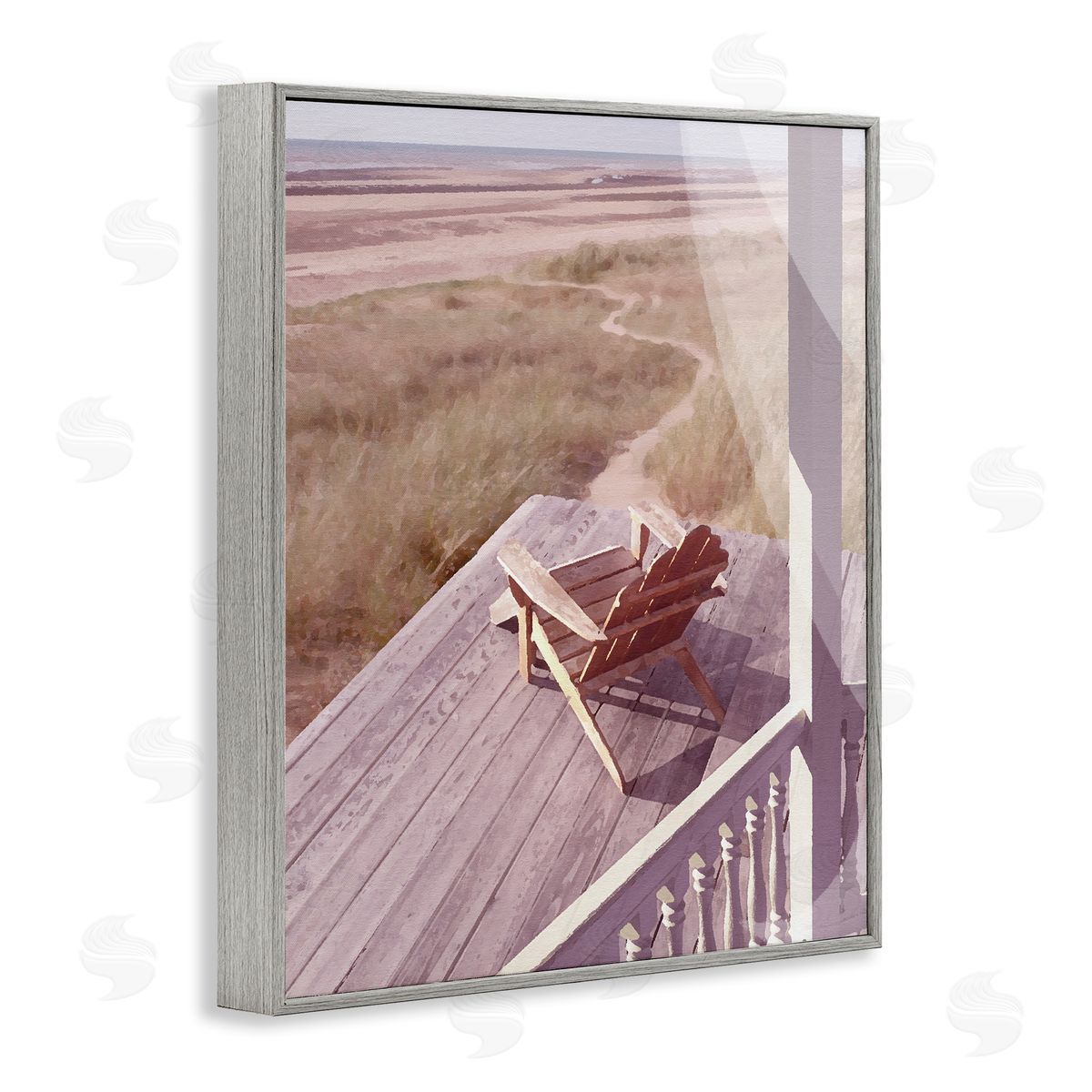Hamptons Beach Porch Grey Frame Print Wall Art, Home Decor by Noah Bay