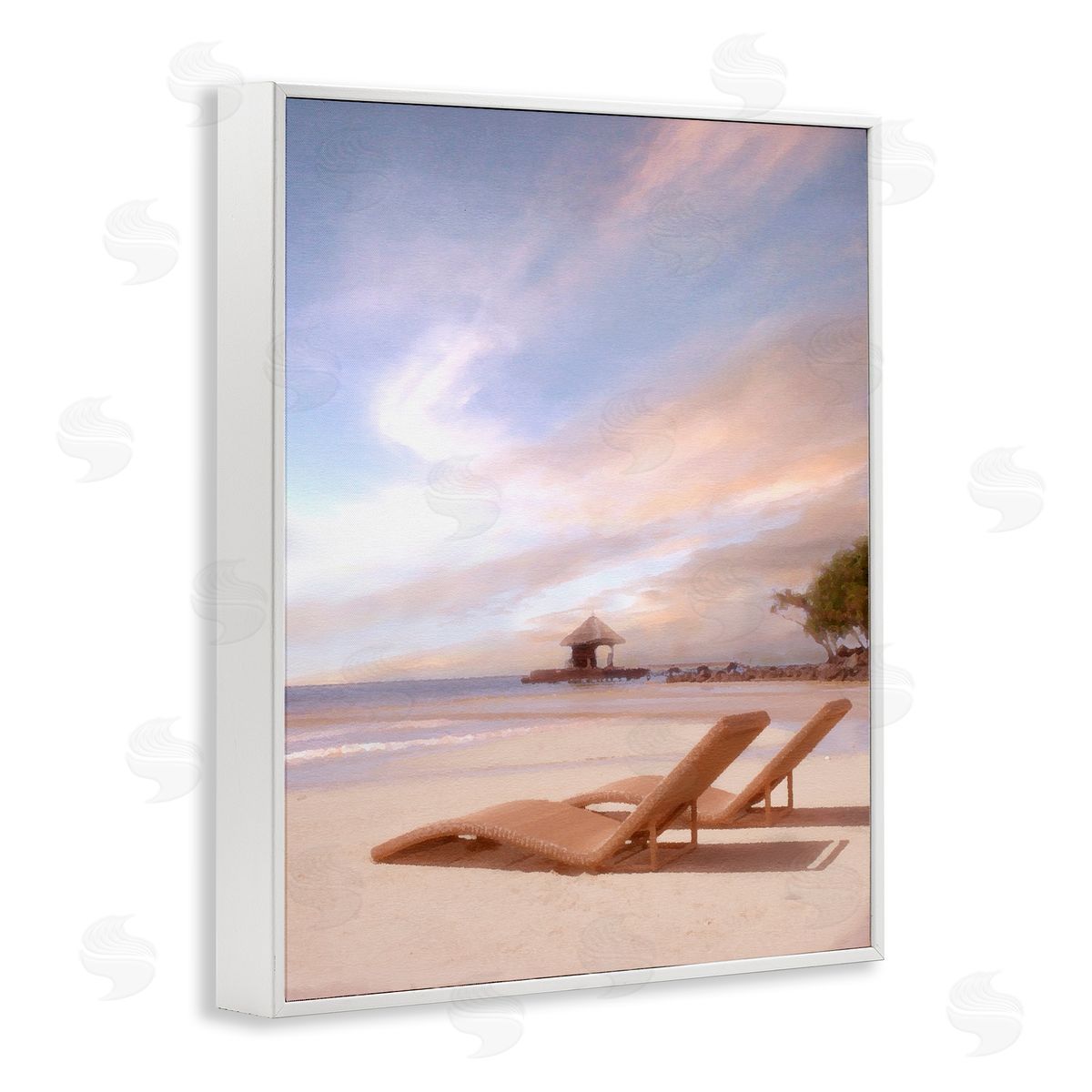 Lounging Beside Sea White Frame Print Wall Art, Home Decor by Noah Bay