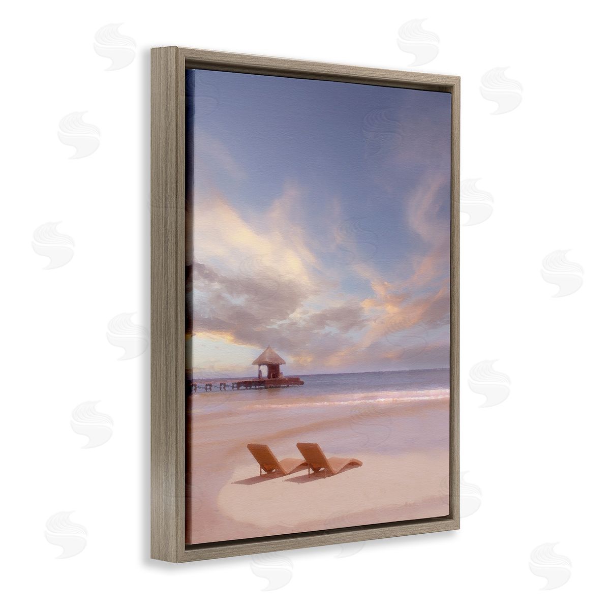 Beside The Sea View Brown Floating Frame Canvas Wall Art, Home Decor by Noah Bay