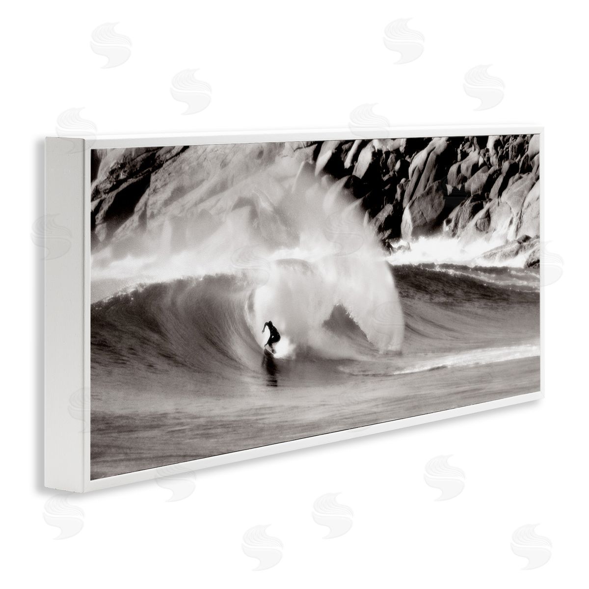 Surfing Reef Break White Frame Print Wall Art, Home Decor by Noah Bay