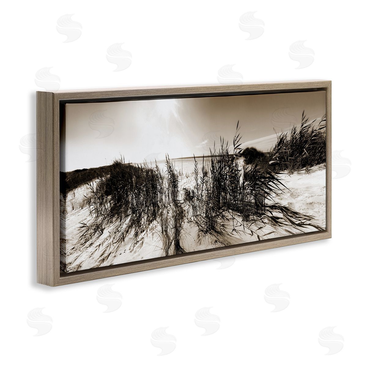 Wind In The Dunes Brown Floating Frame Canvas Wall Art, Home Decor by Noah Bay
