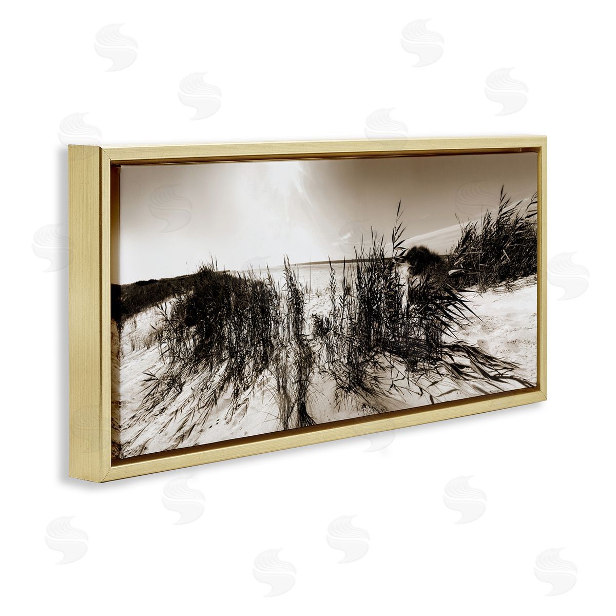 Wind In The Dunes Gold Floating Frame Canvas Wall Art, Home Decor by Noah Bay