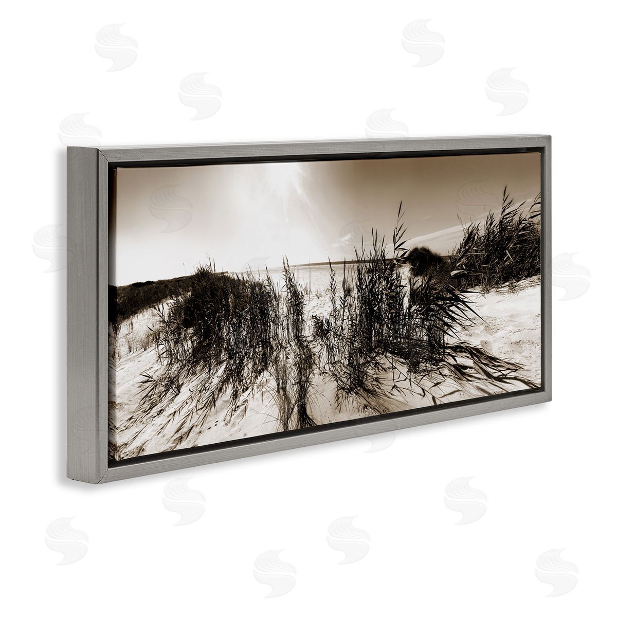 Wind In The Dunes Grey Floating Frame Canvas Wall Art, Home Decor by Noah Bay