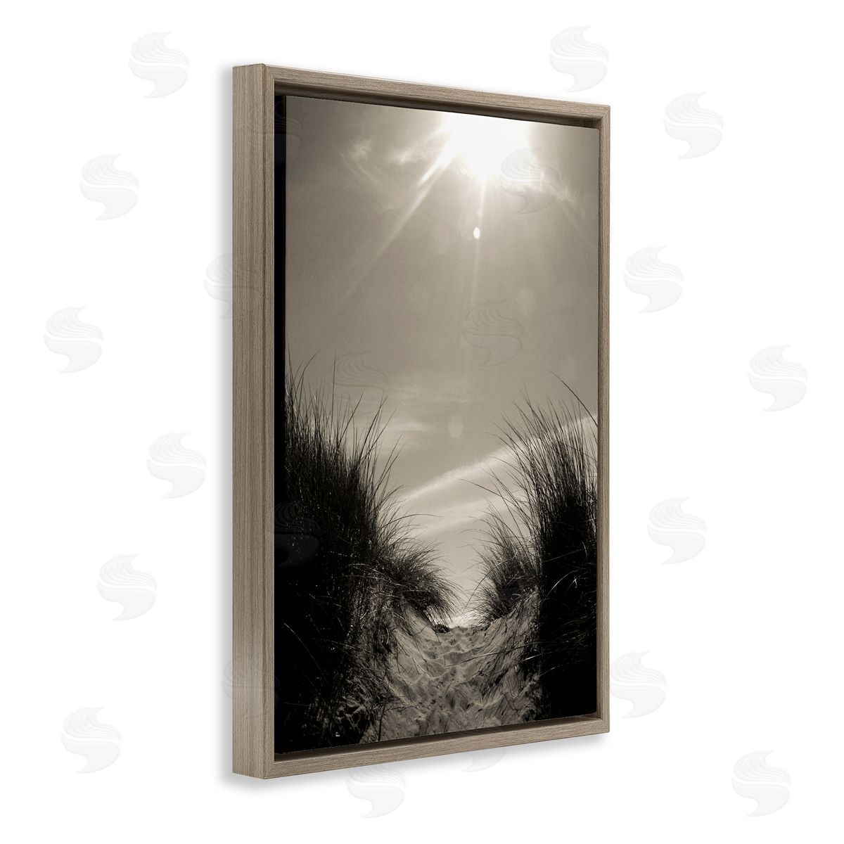 Dune Valley Landscape Brown Floating Frame Canvas Wall Art, Home Decor by Noah Bay