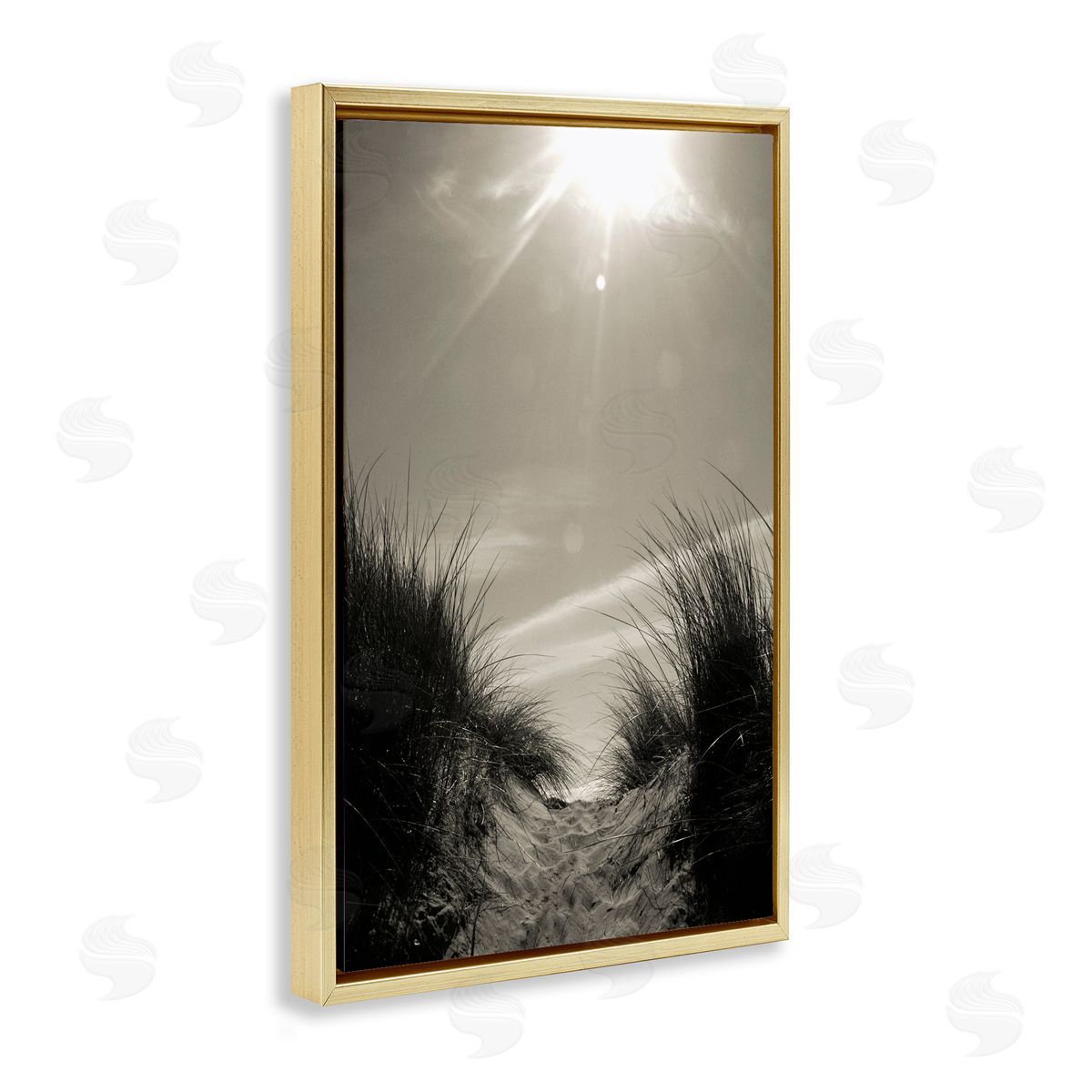 Dune Valley Landscape Gold Floating Frame Canvas Wall Art, Home Decor by Noah Bay