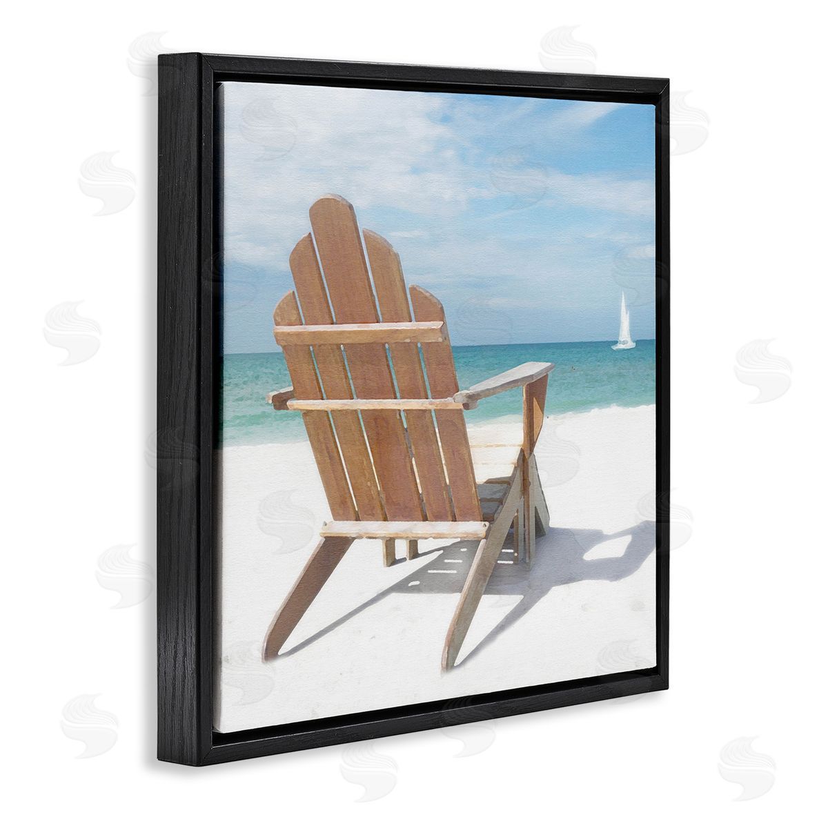 View West Beach Chair Black Floating Frame Canvas Wall Art, Home Decor by Noah Bay