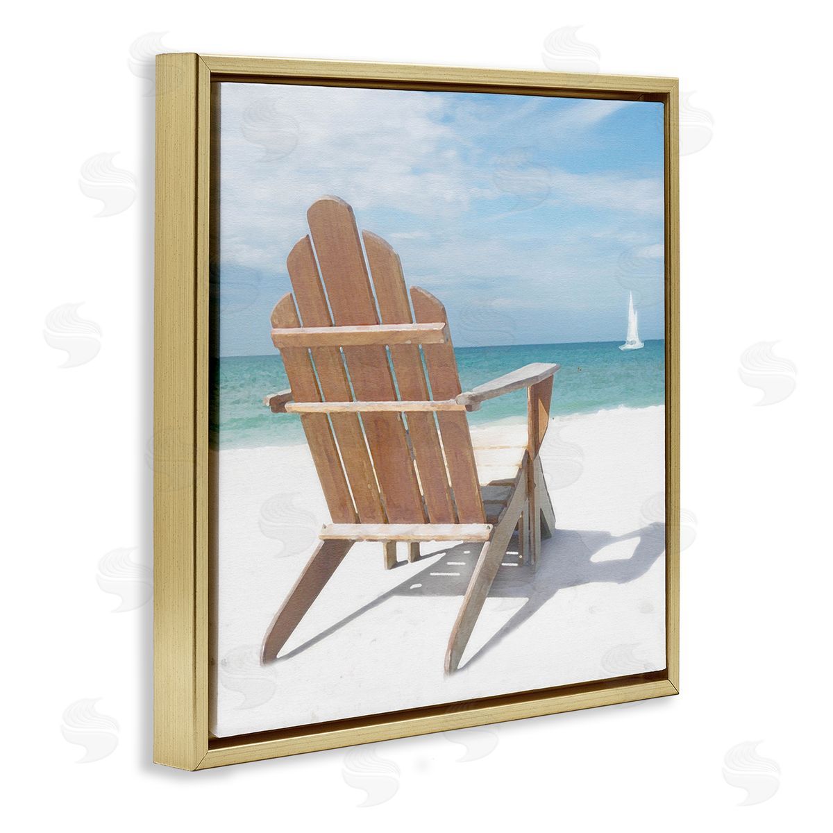 View West Beach Chair Gold Floating Frame Canvas Wall Art, Home Decor by Noah Bay