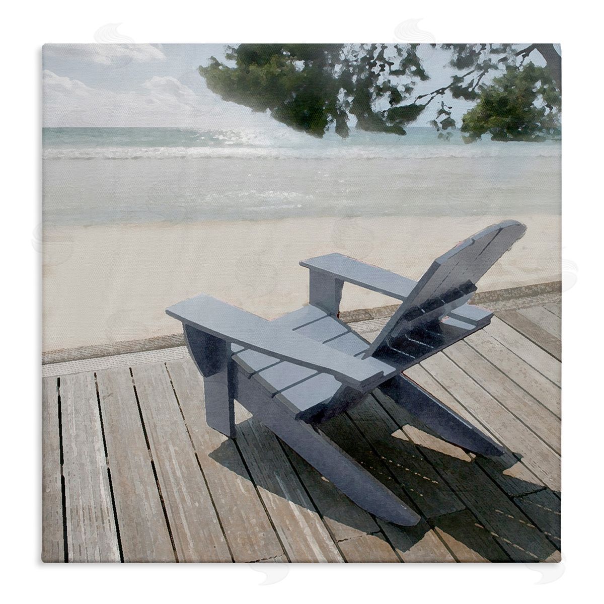 Greek Chair Beach Landscape Canvas Wall Art, Home Decor by Noah Bay