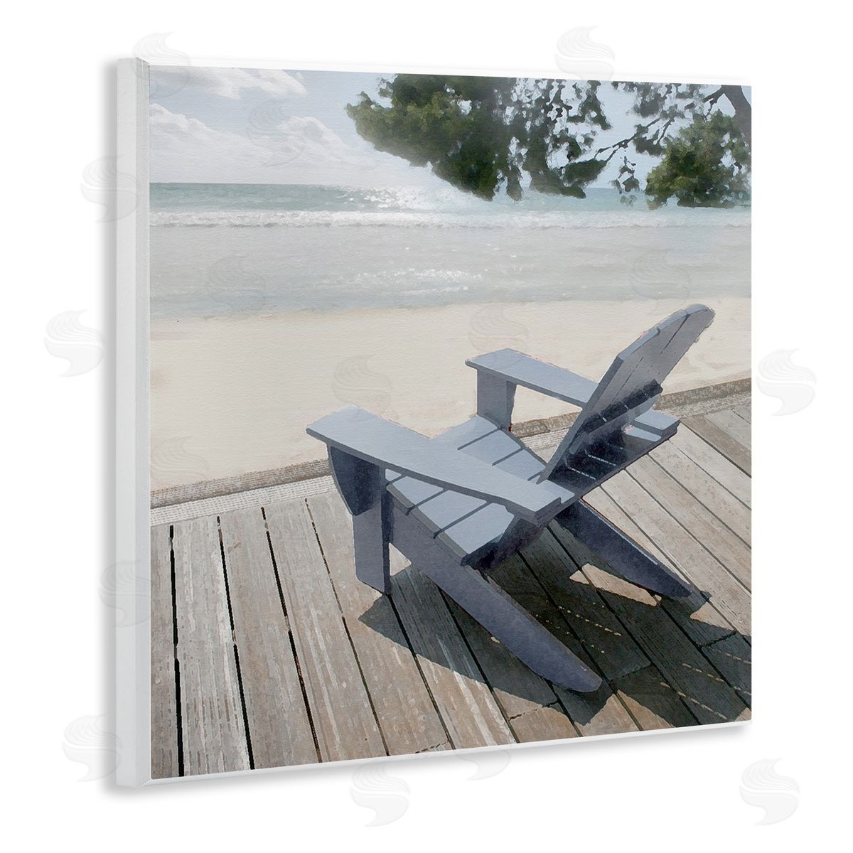 Greek Chair Beach Landscape Wood Plaque Wall Art, Home Decor by Noah Bay