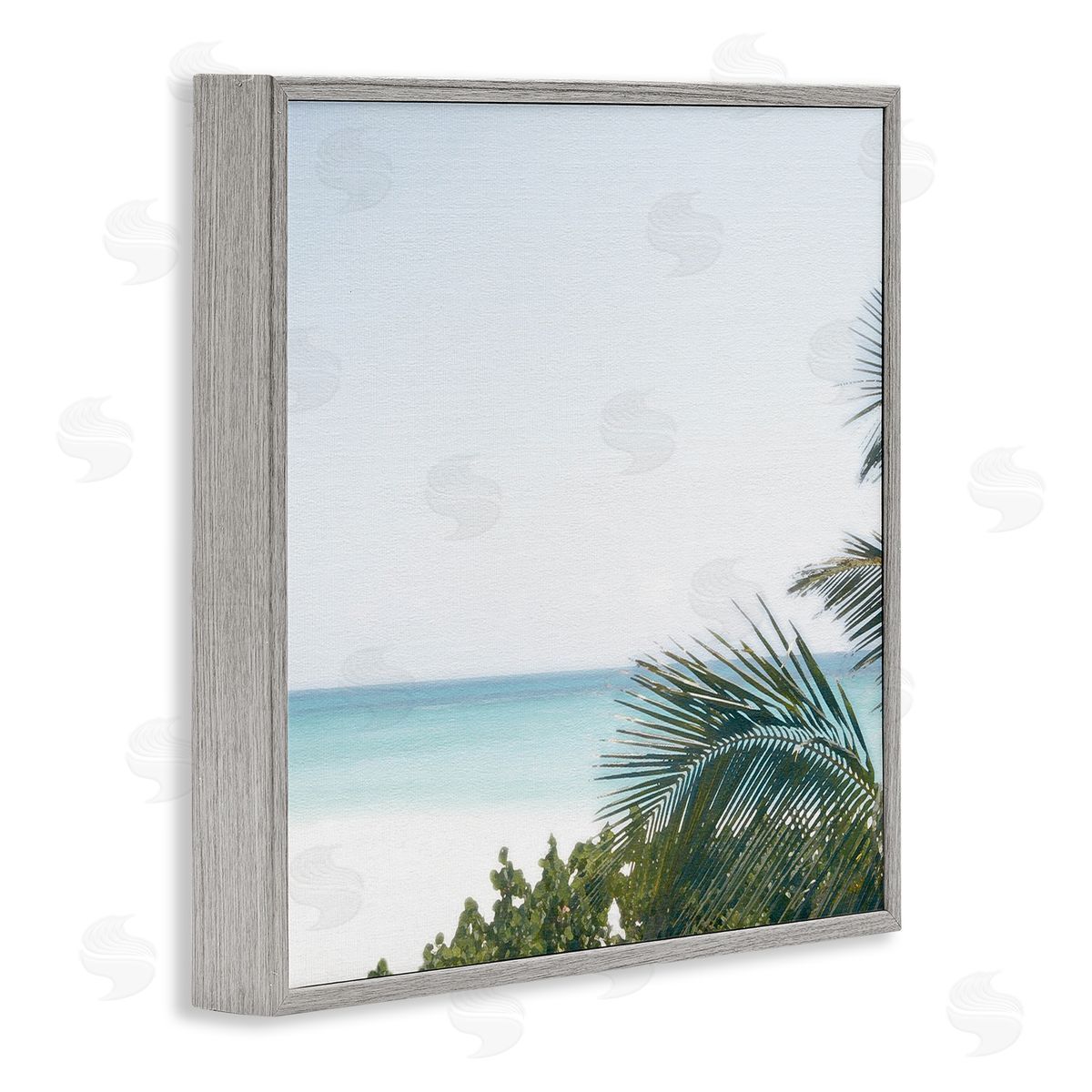 Calm Beach Palms Grey Frame Print Wall Art, Home Decor by Noah Bay