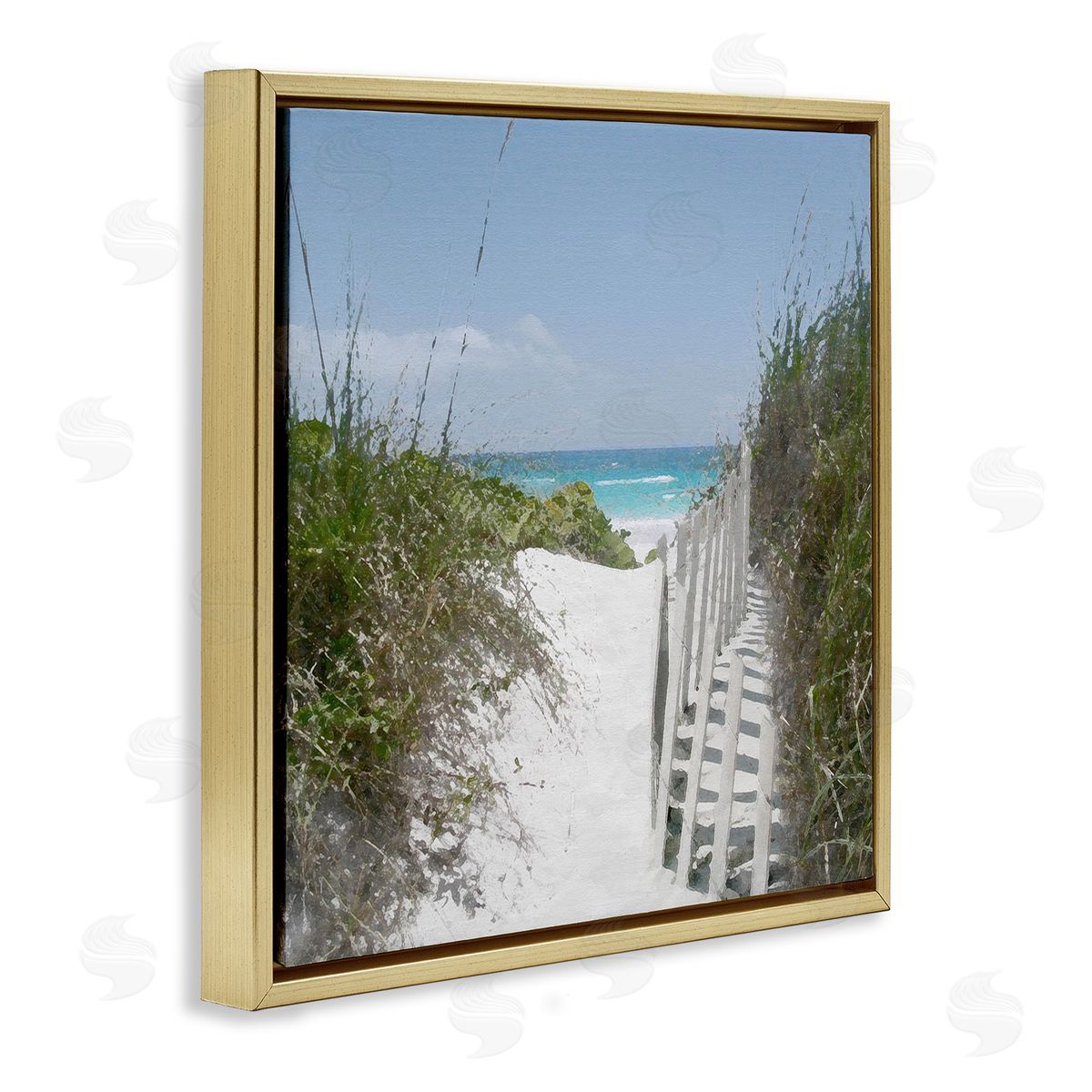 To The Sea Landscape Gold Floating Frame Canvas Wall Art, Home Decor by Noah Bay