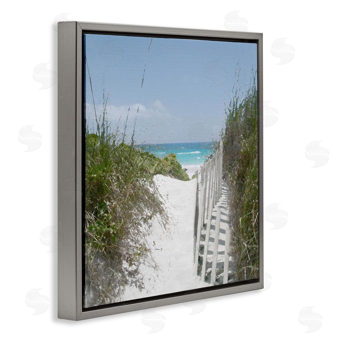 To The Sea Landscape Grey Floating Frame Canvas Wall Art, Home Decor by Noah Bay