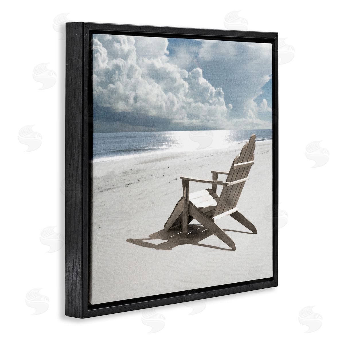 Rolling Clouds Beach Black Floating Frame Canvas Wall Art, Home Decor by Noah Bay