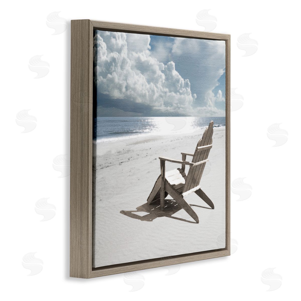 Rolling Clouds Beach Brown Floating Frame Canvas Wall Art, Home Decor by Noah Bay