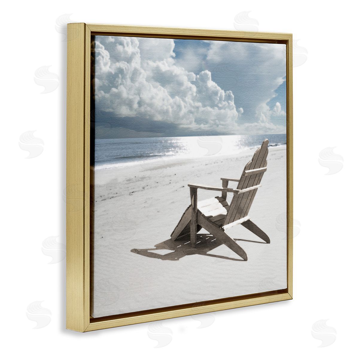 Rolling Clouds Beach Gold Floating Frame Canvas Wall Art, Home Decor by Noah Bay